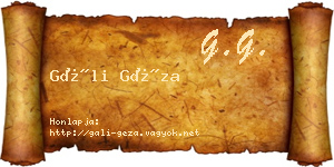 Gáli Géza névjegykártya